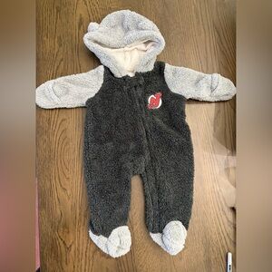 NJ Devils fleece footed one piece